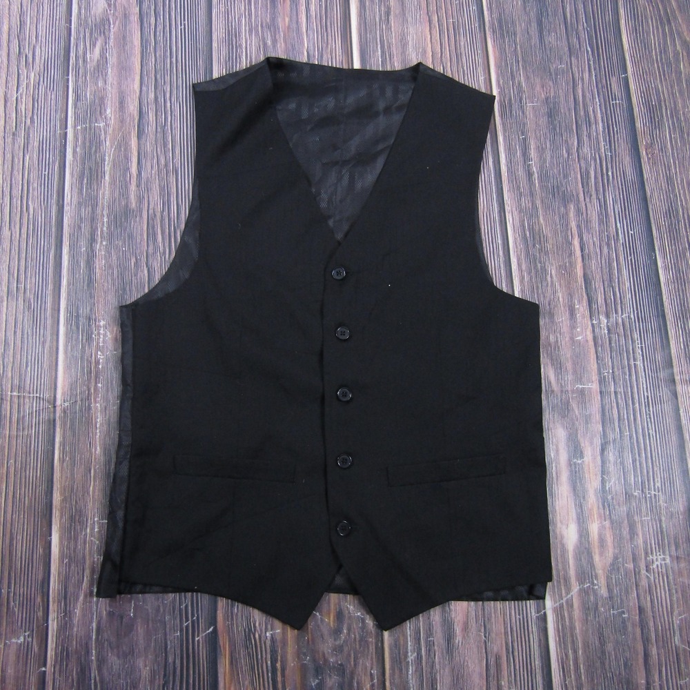 Suit Vest Marchatti‎ Mens 38 Black Striped Polyester Viscose Rayon 3 Piece